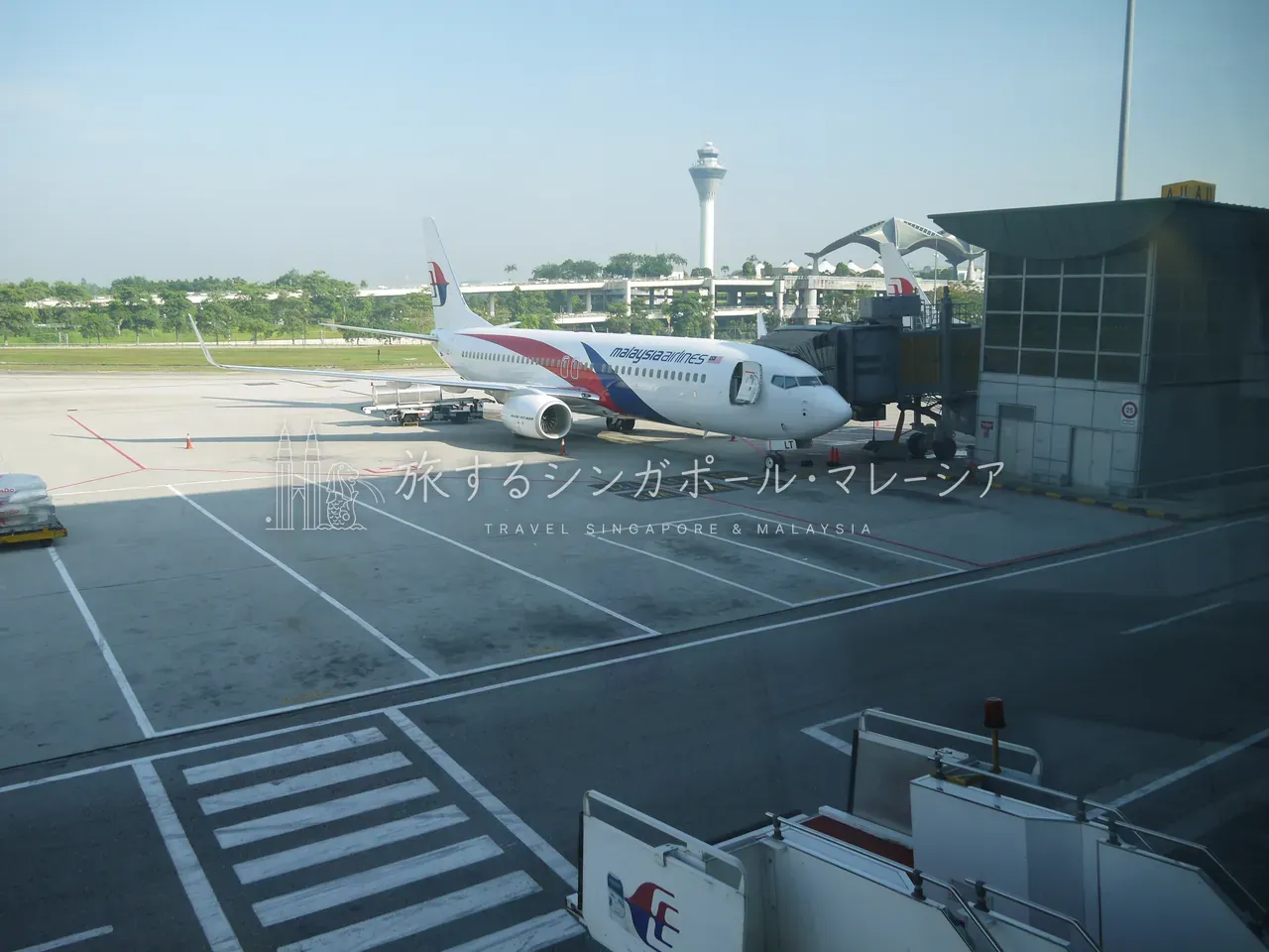 窓の外には、マレーシア航空機